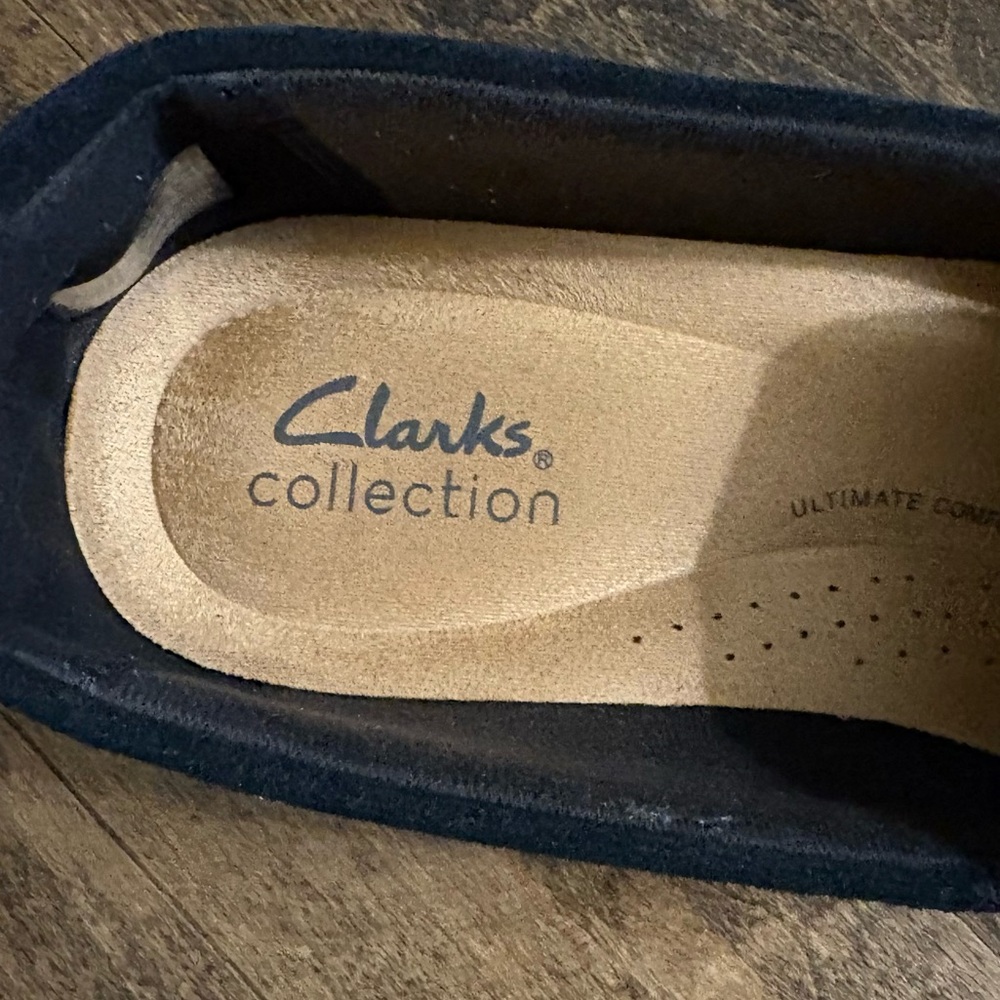 Clarks Black Suede & Leather Cap Toe Loafers - Picture 4 of 9